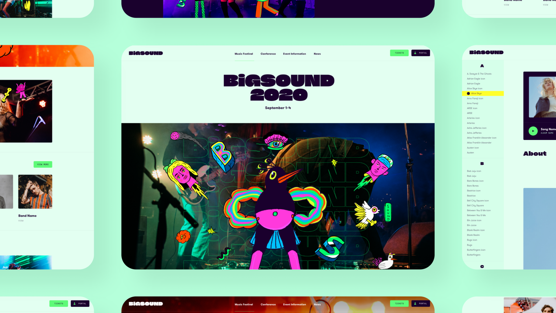 Modern website design for the Bigsound 2021 brand