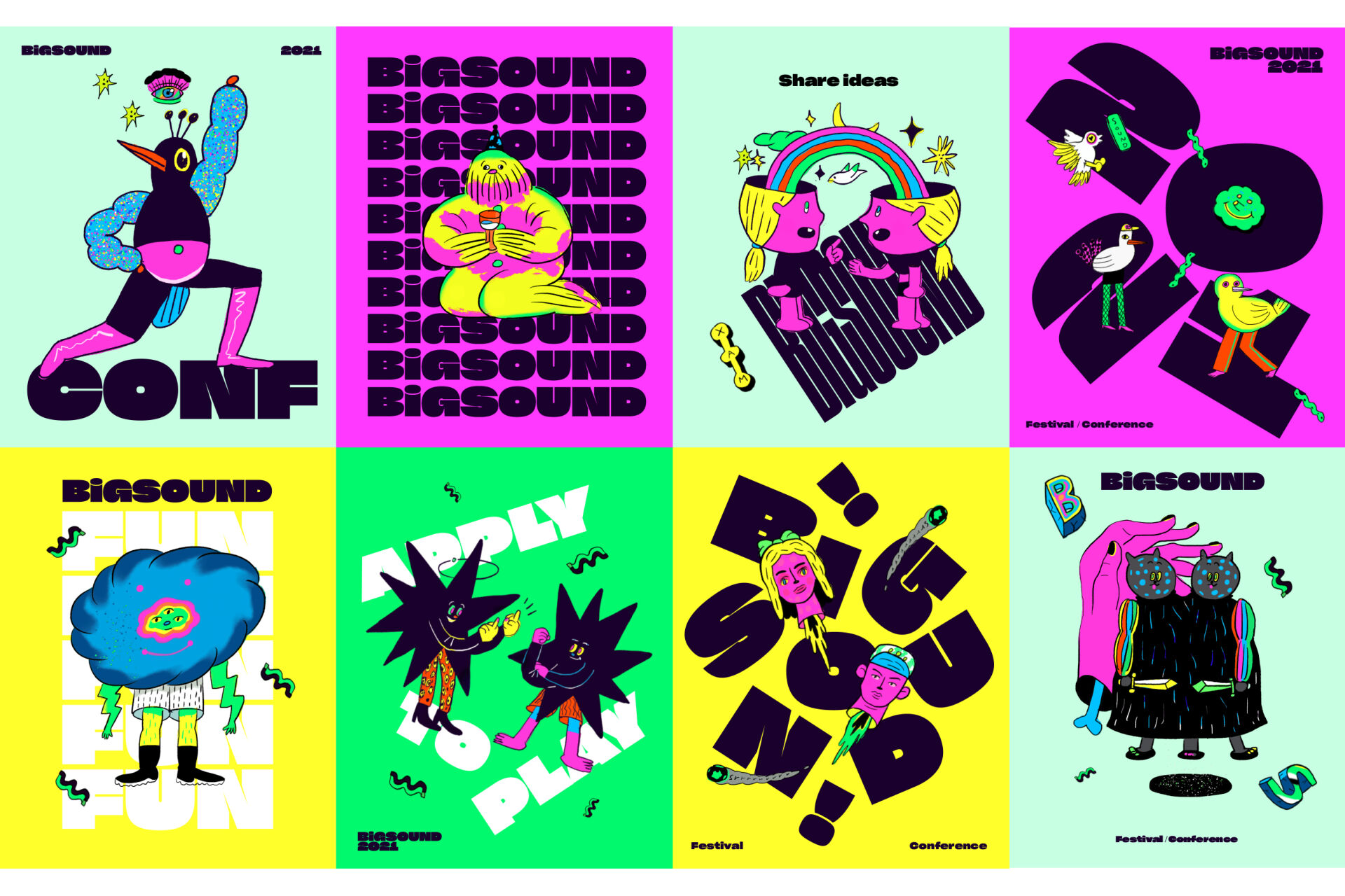 Bold, bright, colourful poster designs