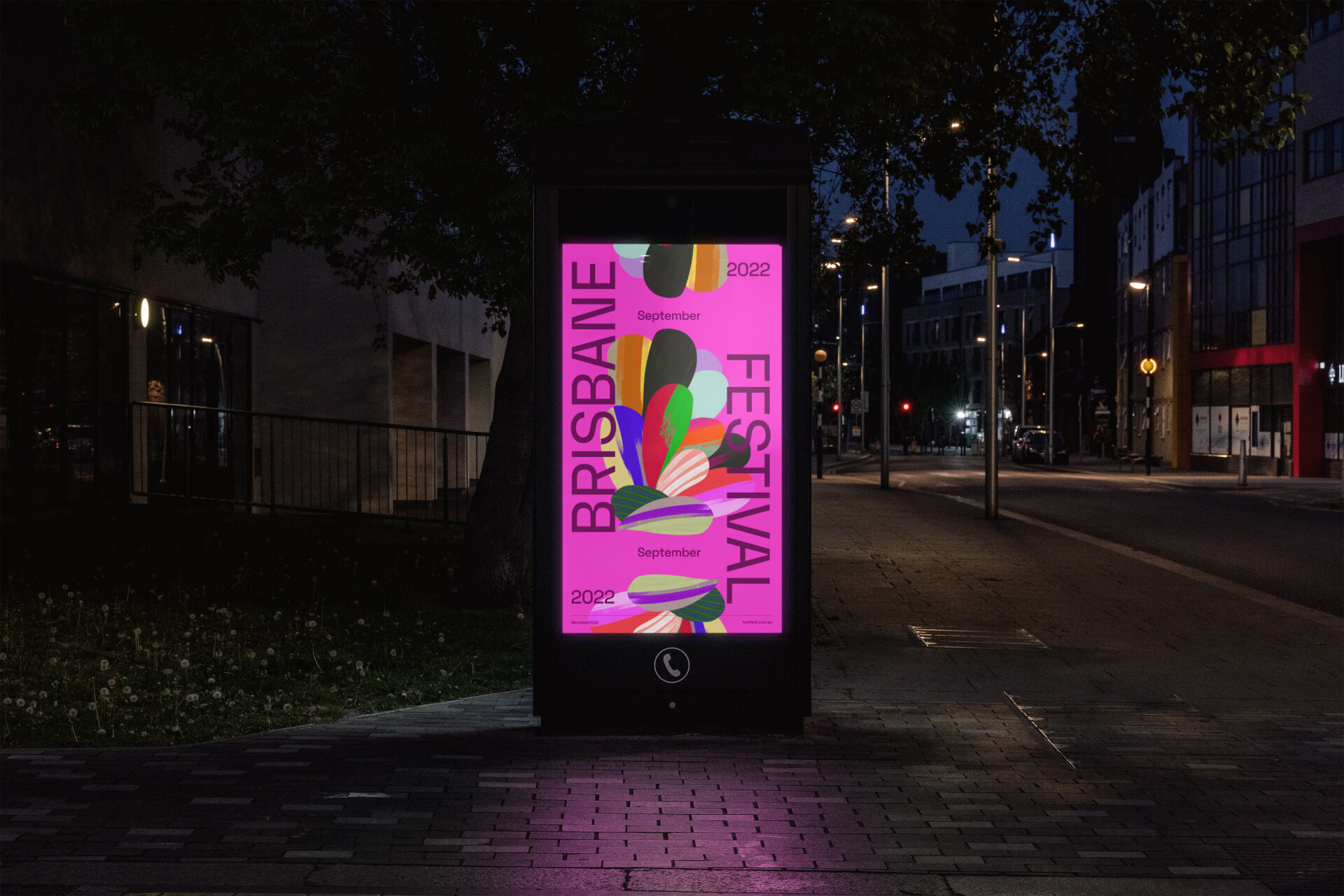 Bright, colourful poster designed for the Brisbane Festival brand