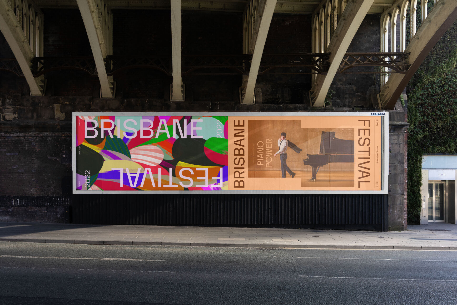 Two landscape posters for the Brisbane Festival brand