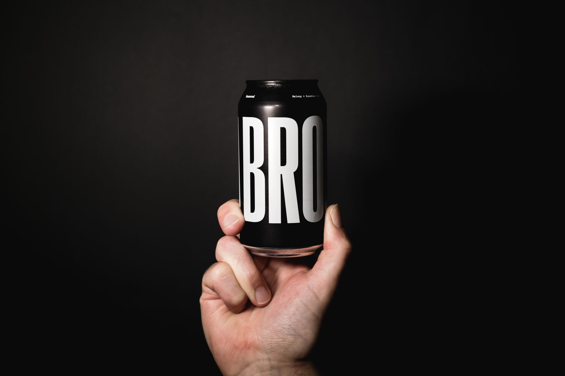 Modern beer can design featuring bold typography