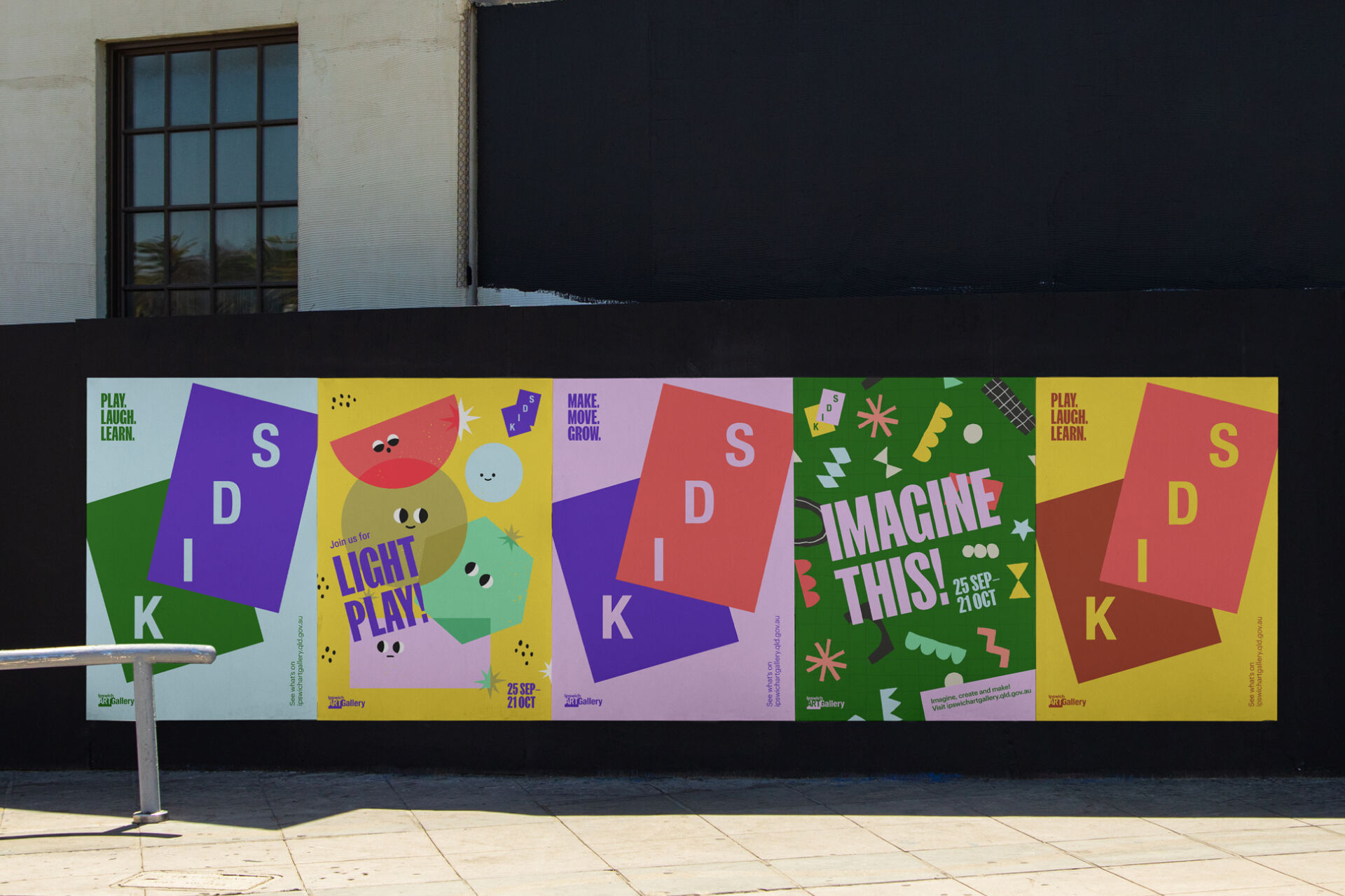 Playful and bright posters designed for the Ipswich Art Gallery Kids brand.