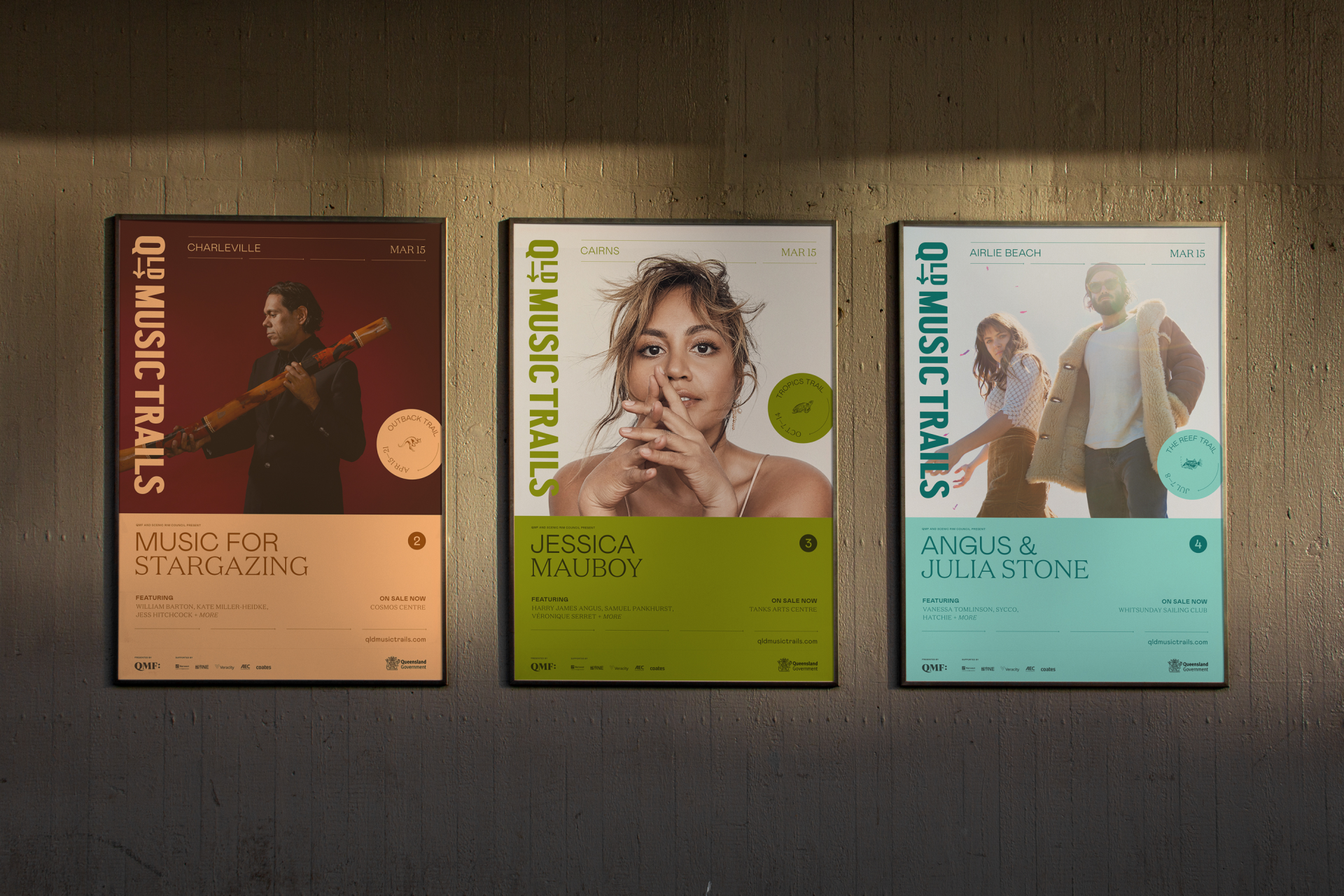 Series of posters designed for Queensland Music Trails events.
