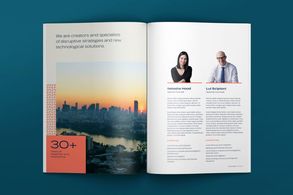 Internal spread in corporate brochure design